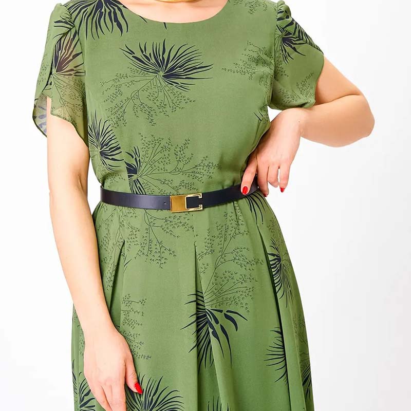 👗 Rochie din sifon cu decolteu rotund (cu curea)