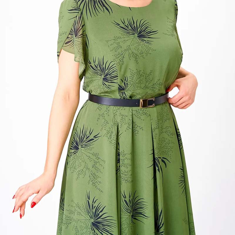 👗 Rochie din sifon cu decolteu rotund (cu curea)