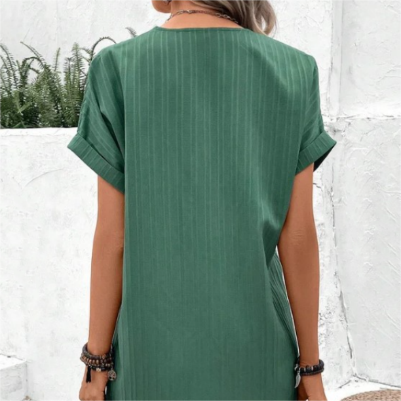 ⏳Vânzare fierbinte de vară 49% OFF🔥Rochie minimalistă de damă, cu gât în V și culoare uni🌸💃
