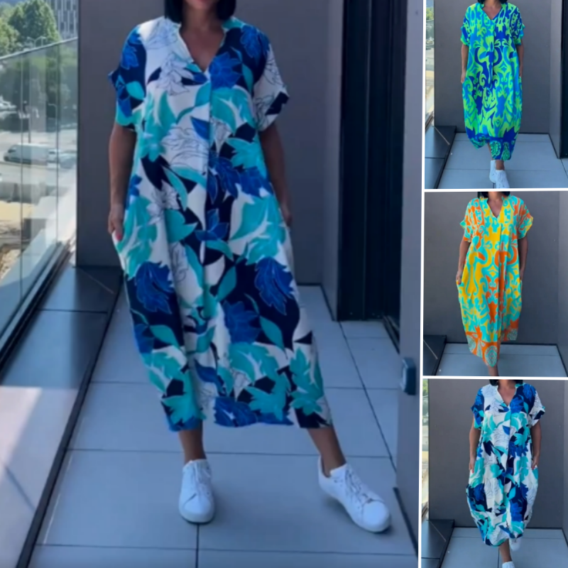 🌿Femeile casual chic elegant imprimate V-neck rochie