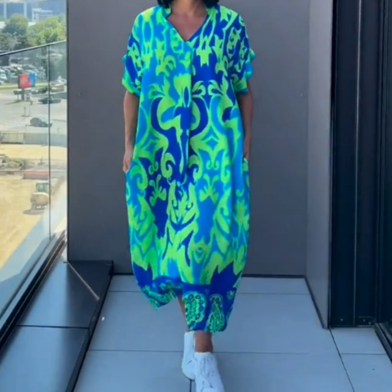 🌿Femeile casual chic elegant imprimate V-neck rochie