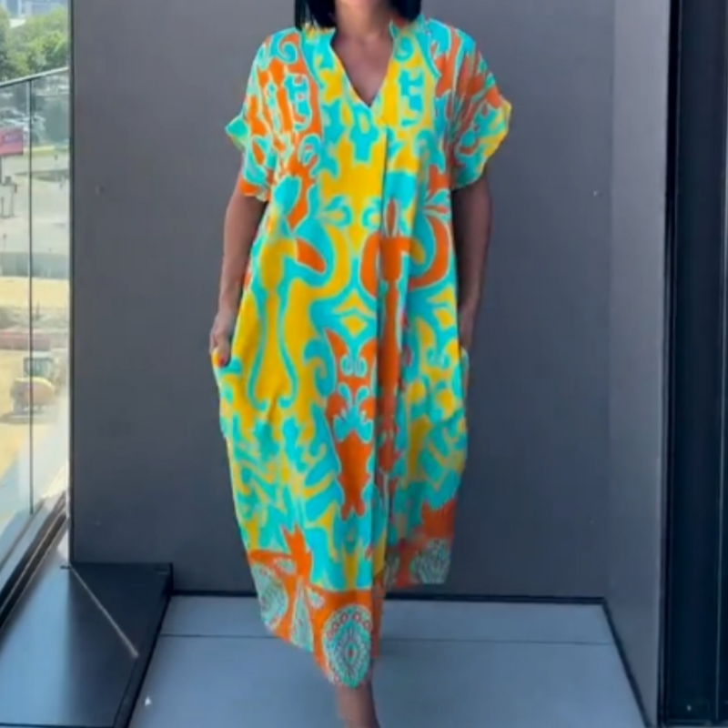 🌿Femeile casual chic elegant imprimate V-neck rochie