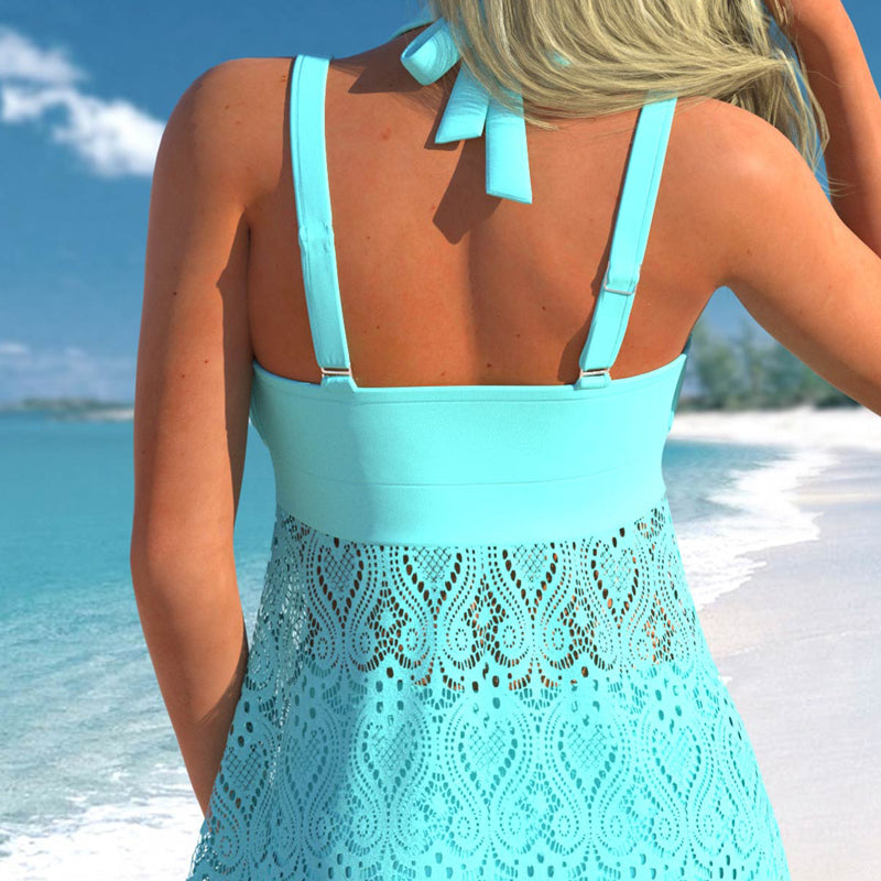 【S-3XL】🩱Costum de baie dantelă cu decolteu în V Set din două piese