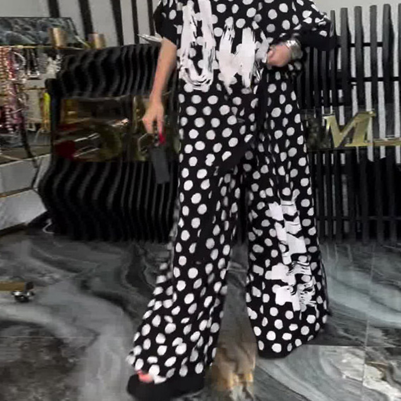 Set din 2 piese: top supradimensionat și pantaloni cu picior larg pentru femei