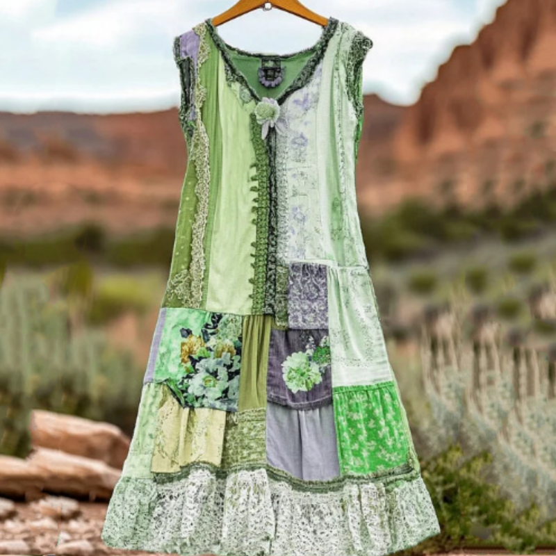 🔥 Rochie fără mâneci imprimată cu flori de epocă 🍃👗