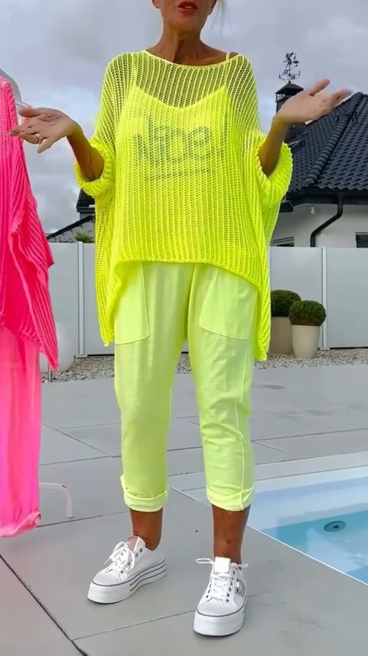 🌸Salopeta pentru femei + top casual cu șal cu decupaj