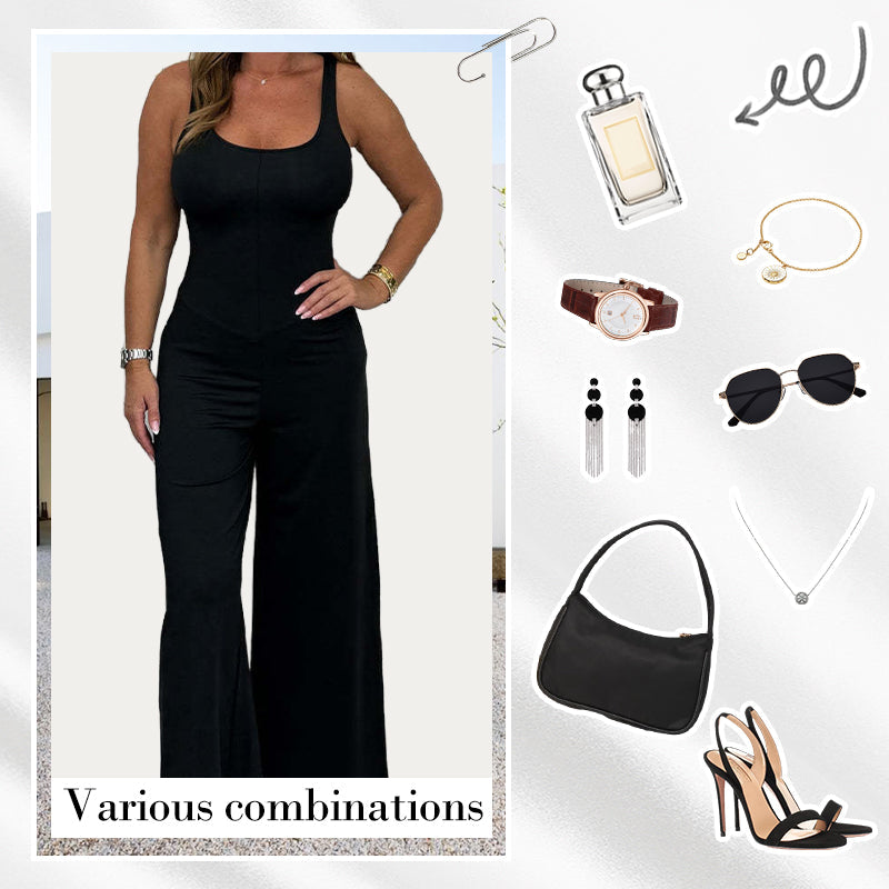 Femeii Sexy U gât Backless Wide Leg Jumpsuit