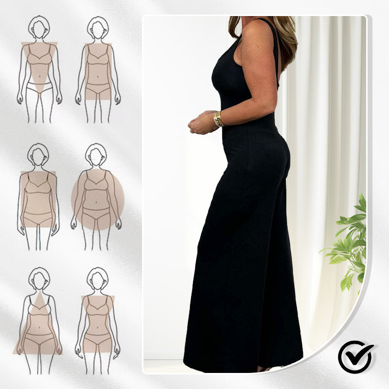Femeii Sexy U gât Backless Wide Leg Jumpsuit