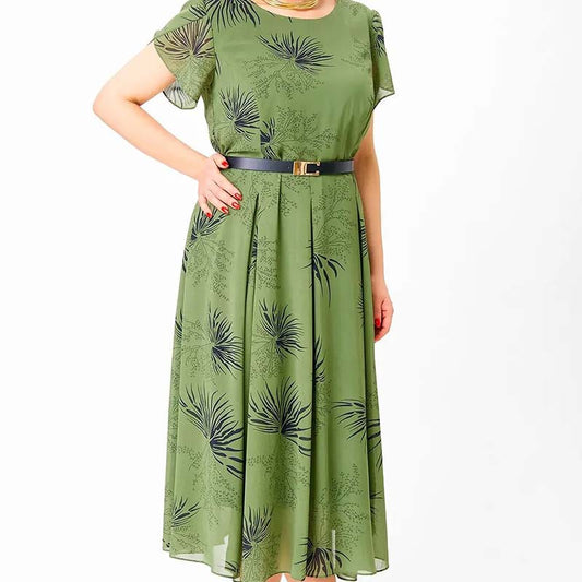 👗 Rochie din sifon cu decolteu rotund (cu curea)