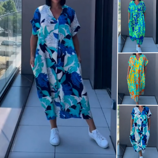 🌿Femeile casual chic elegant imprimate V-neck rochie