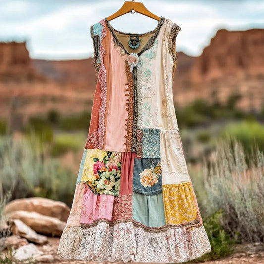 🔥 Rochie fără mâneci imprimată cu flori de epocă 🍃👗
