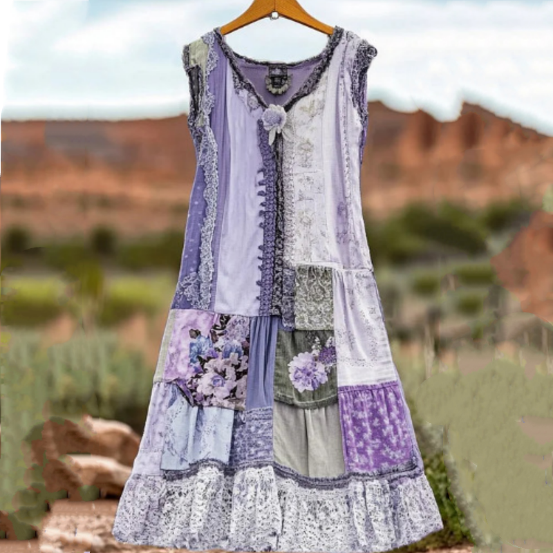 🔥 Rochie fără mâneci imprimată cu flori de epocă 🍃👗