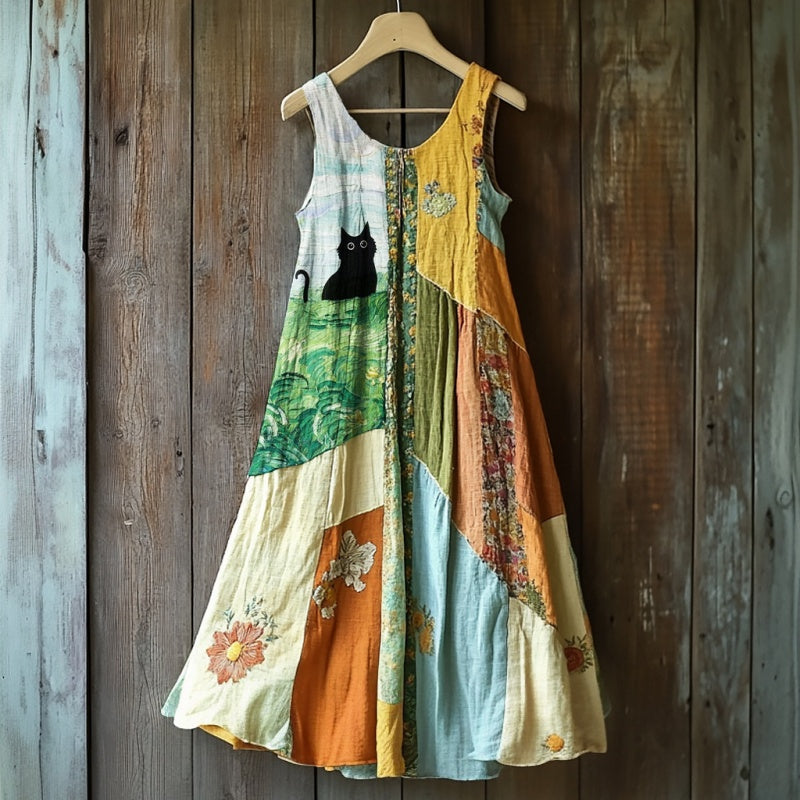 🔥 Rochie fără mâneci imprimată cu flori de epocă 🍃👗